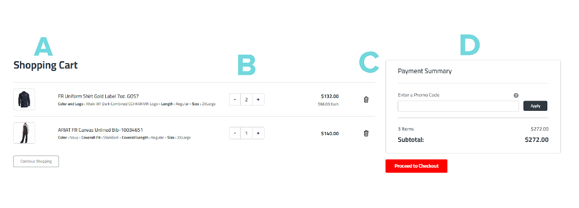 Shopping Cart Page